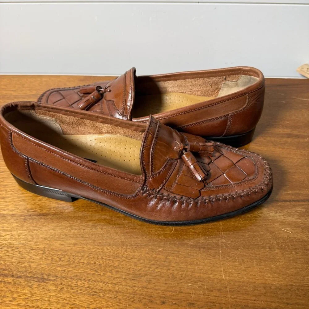 Giorgio Brutini Le Glove Brown Leather Kiltie Tassel Loafers Sz 11D
